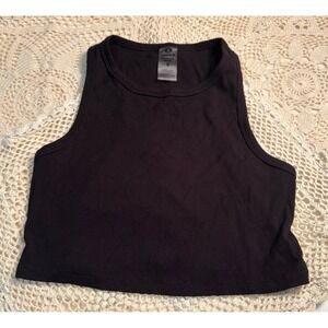 Mono B Ribbed‎ Tank Top Racerback Sleeveless Crop Top Black Size Small